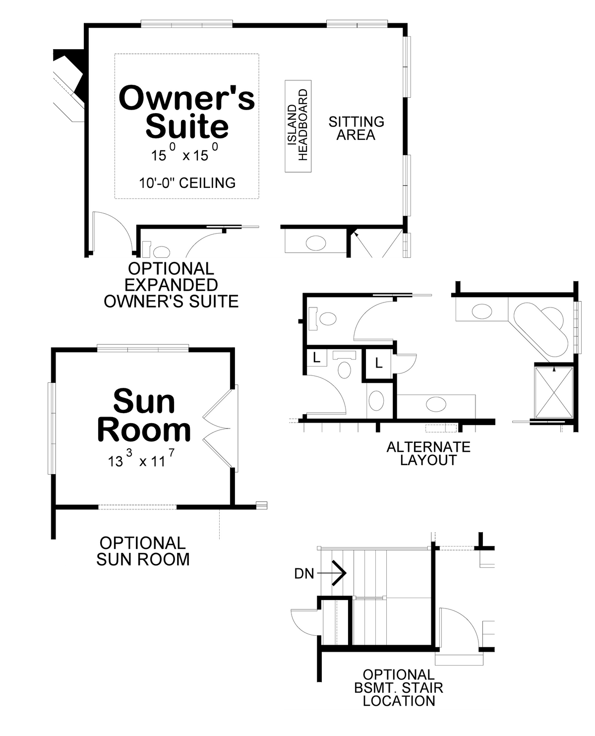 AB8338-A Craftsman House Optional Floor Plan, 2 to 3 Bedrooms, 2 Bathrooms | Stovall House Plan 