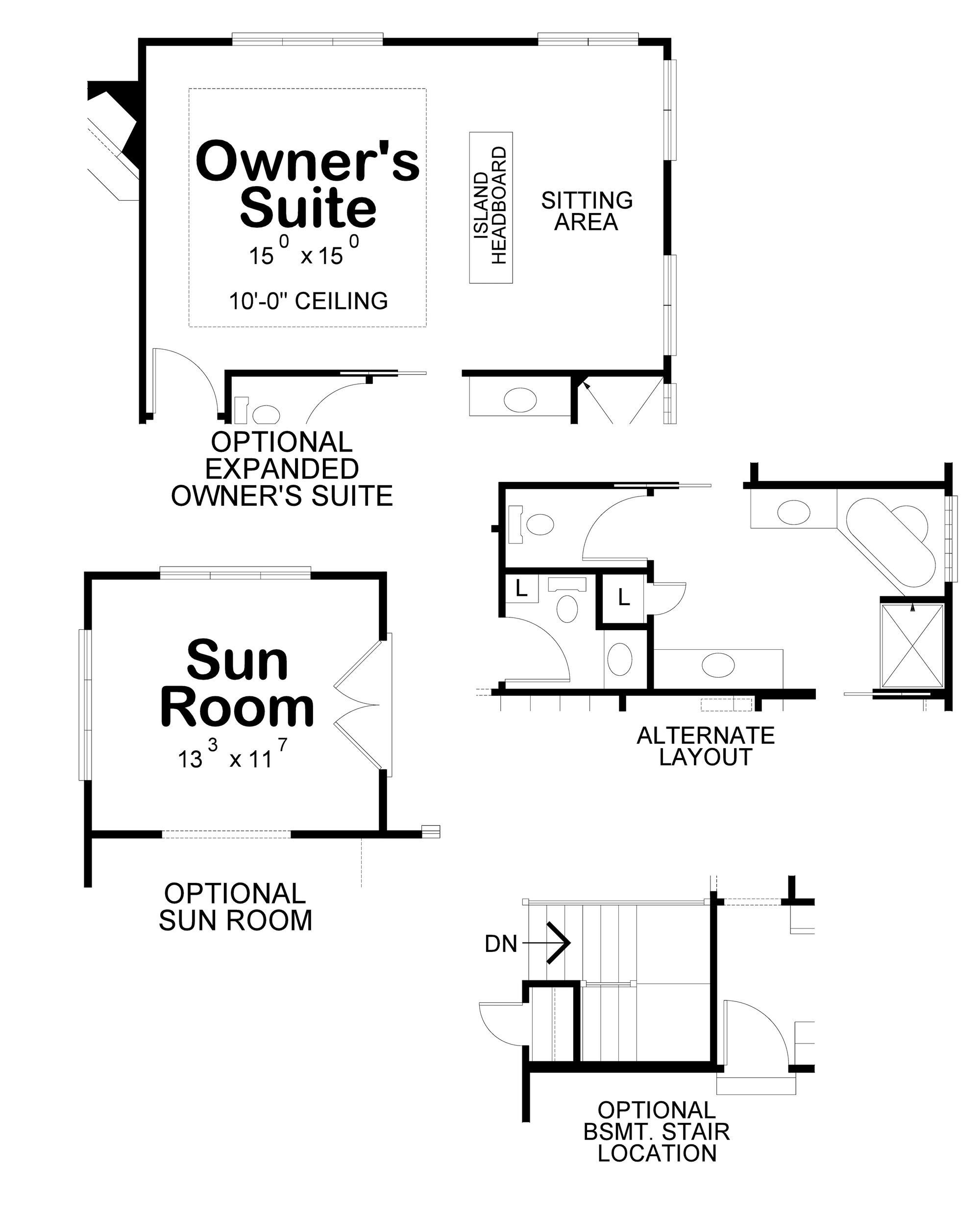 AB8338-A Craftsman House Optional Floor Plan, 2 to 3 Bedrooms, 2 Bathrooms | Stovall House Plan 