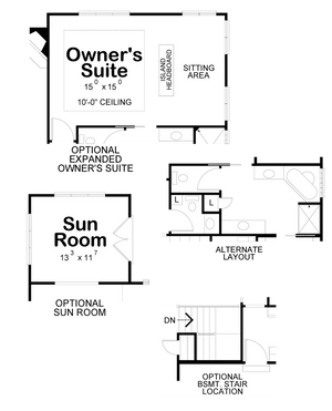 AB8338-A Craftsman House Optional Floor Plan, 2 to 3 Bedrooms, 2 Bathrooms | Stovall House Plan 