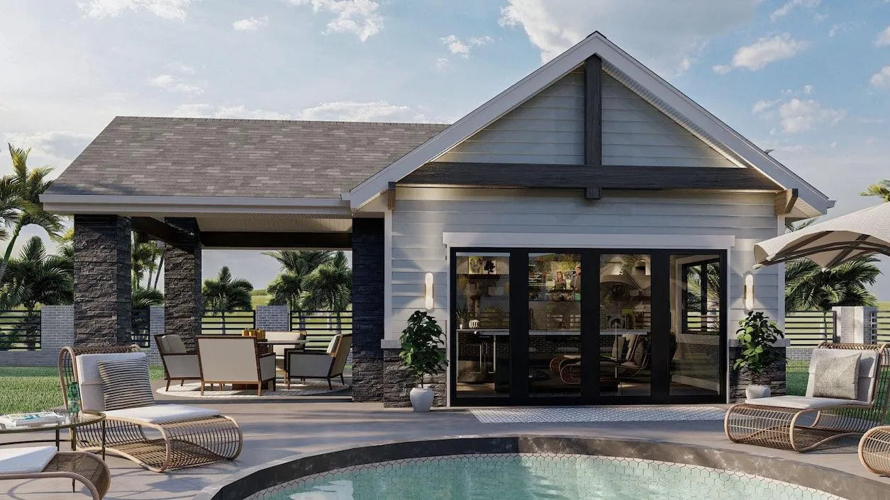 Birchwood Pool House Plan | Pool House Plan | One Story Pool house Plan