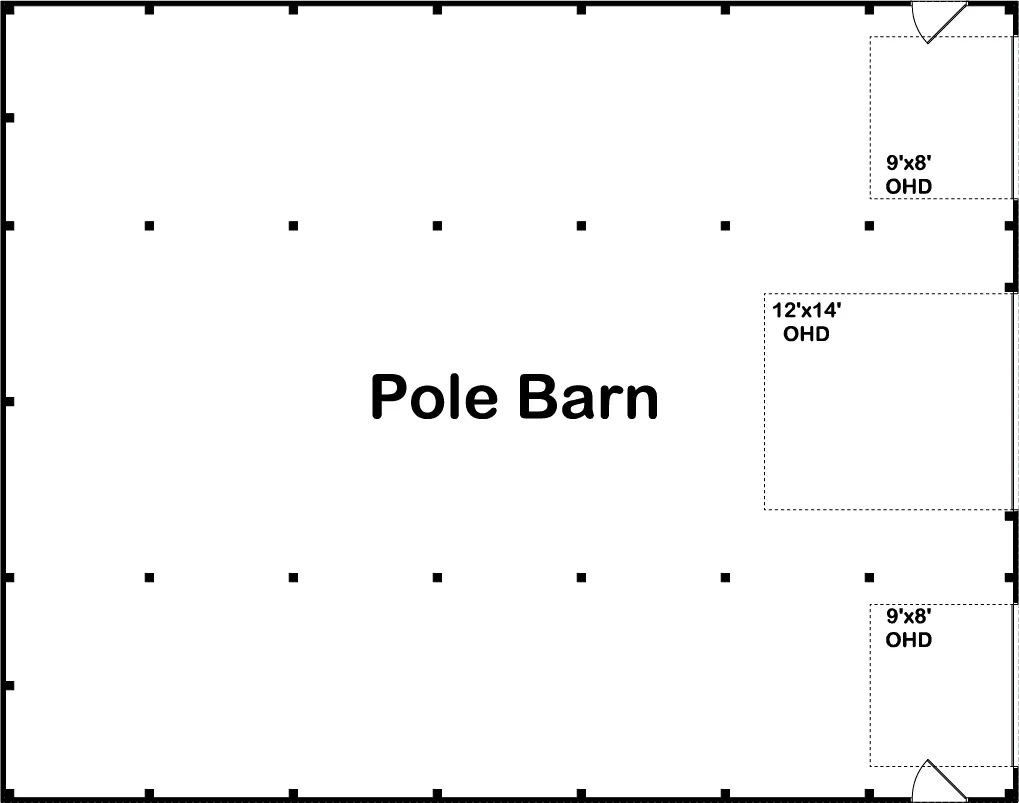 Truman Pole Barn Garage Plan - Archival Designs House Plans, floor plan