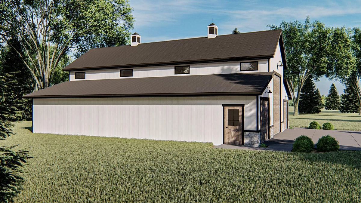 Truman Pole Barn Garage Plan - Archival Designs House Plans