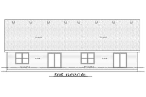 AB7748-A Duplex Craftsman House Rear Elevation, 2 Bedrooms, 2 Bathrooms | Carr Twin
