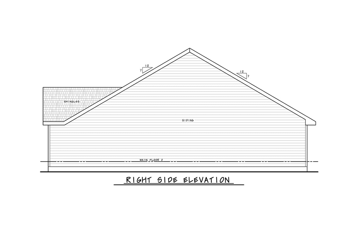 AB7748-A Duplex Craftsman House Right Elevation, 2 Bedrooms, 2 Bathrooms | Carr Twin