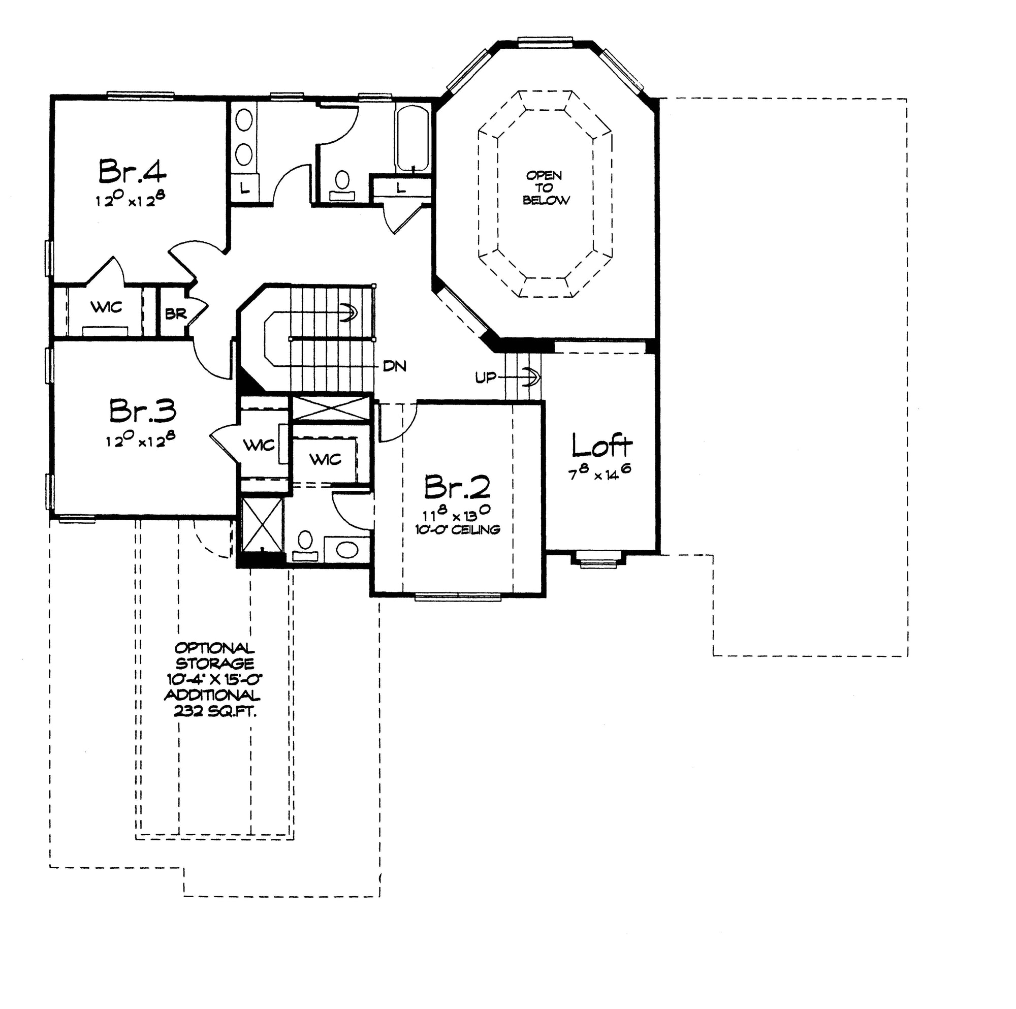 AB7773-A European House Second Floor Plan, 4 Bedrooms, 3.5 Bathrooms | Korbyn House Plan 
