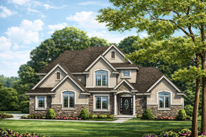 AB7773-A European House, 4 Bedrooms, 3.5 Bathrooms | Korbyn House Plan Exterior