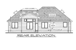 AB7774-A Traditional House Rear Elevation, 2 or 3 Bedrooms, 2 Bathrooms | Terrell House Plan
