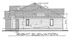 AB7774-A Traditional House Right Elevation, 2 or 3 Bedrooms, 2 Bathrooms | Terrell House Plan
