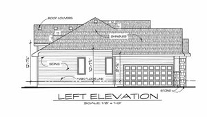 AB7775-A Traditional House Left Elevation, 2 or 3 Bedrooms, 2 Bathrooms | Cartwright House Plan
