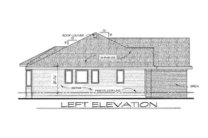 AB7776-A Traditional House Left Elevation, 2 or 3 Bedrooms, 2 Bathrooms | Walton House Plan
