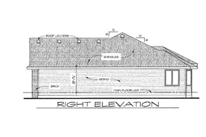 AB7776-A Traditional House Right Elevation, 2 or 3 Bedrooms, 2 Bathrooms | Walton House Plan