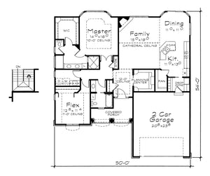 AB7776-A Traditional House First Floor Plan, 2 or 3 Bedrooms, 2 Bathrooms | Walton House Plan