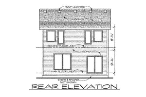 AB8339-A Traditional House, 3 Bedrooms, 2.5 Bathrooms | Criswell House Plan Rear Elevation