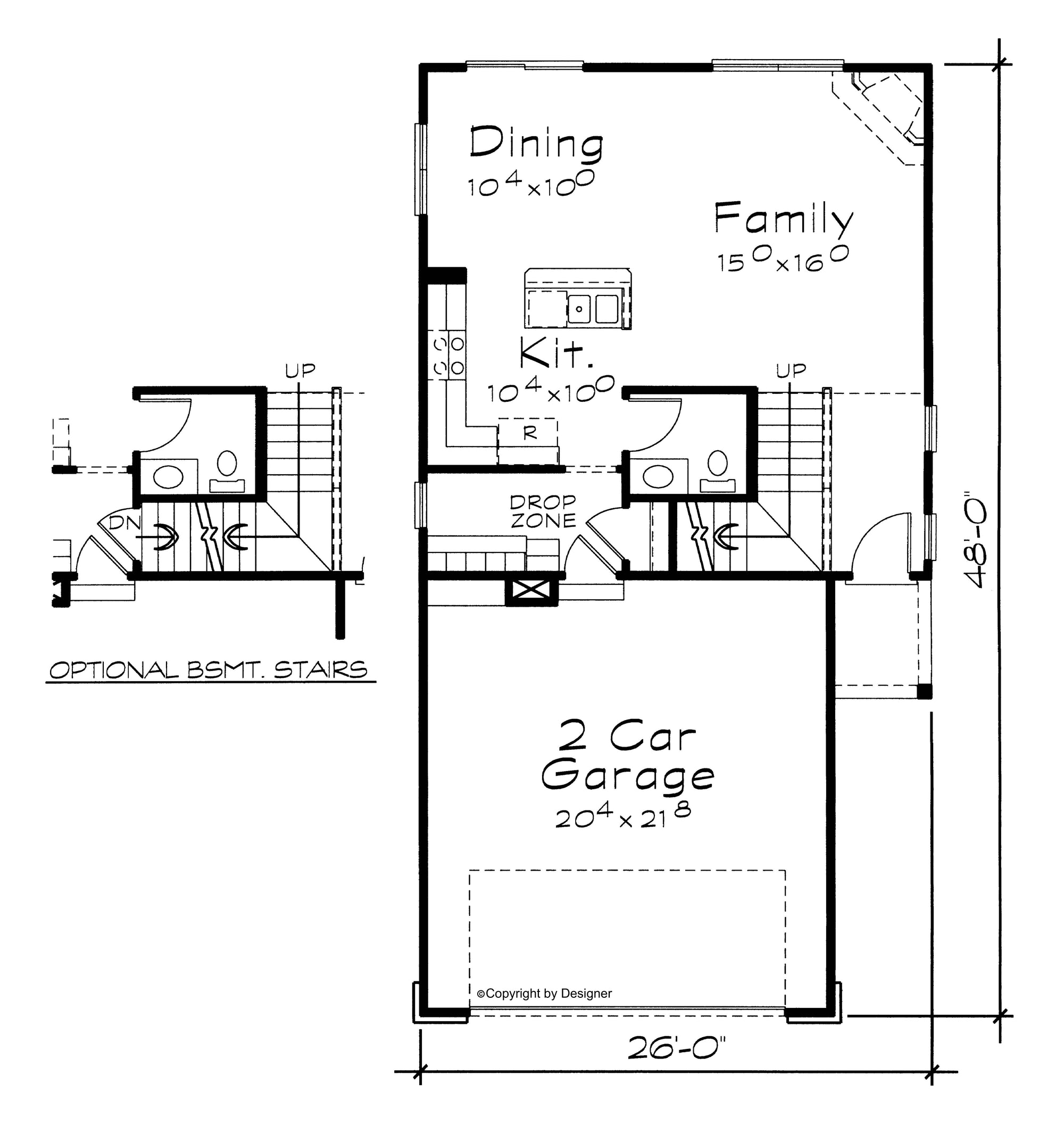 AB8339-A Traditional House First Floor Plan, 3 Bedrooms, 2.5 Bathrooms | Criswell House Plan 