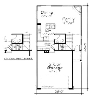AB8339-A Traditional House First Floor Plan, 3 Bedrooms, 2.5 Bathrooms | Criswell House Plan 