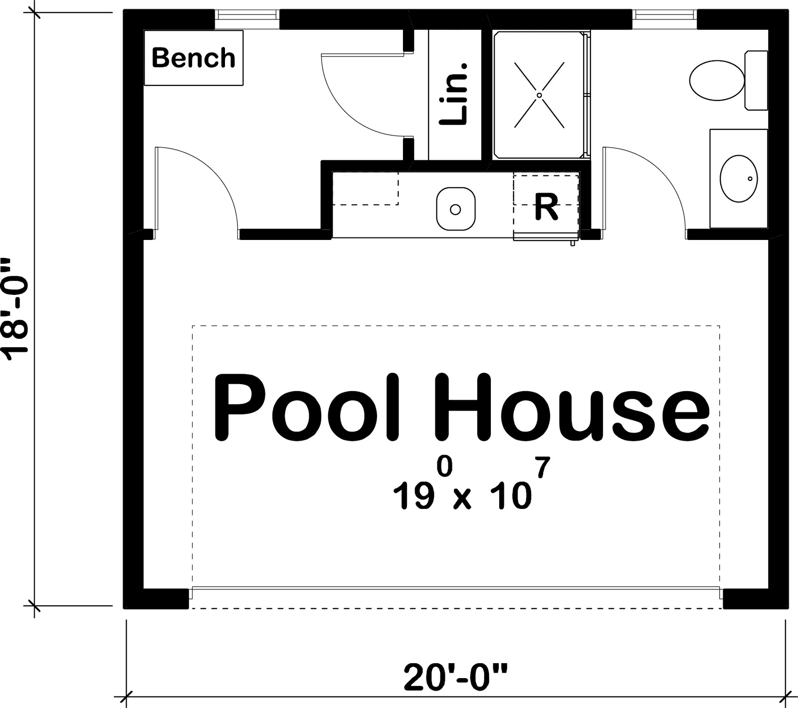 Alvarado Pool House Plan - Archival Designs House Plans