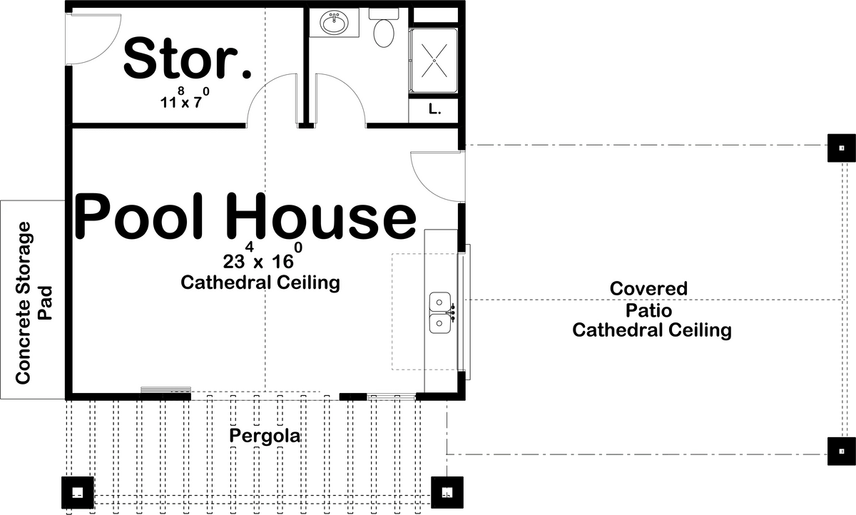 Teton Pool House Plan - Archival Designs House Plans, floor plan