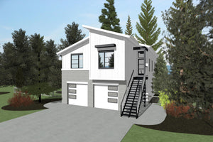 AB8065-A Contemporary House, 4 Bedrooms, 3 Bathrooms | Xander House Plan Exterior-3