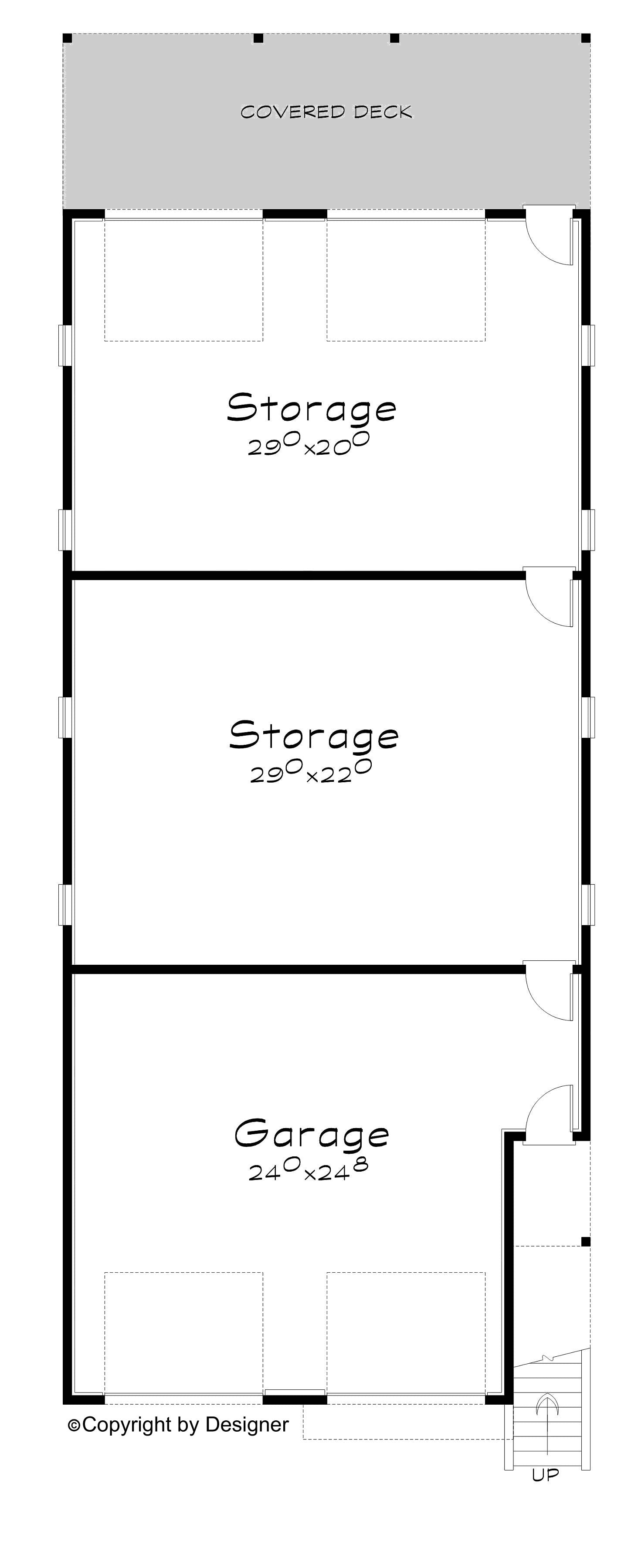 AB8065-A Contemporary House Garage Floor Plan, 4 Bedrooms, 3 Bathrooms | Xander House Plan 
