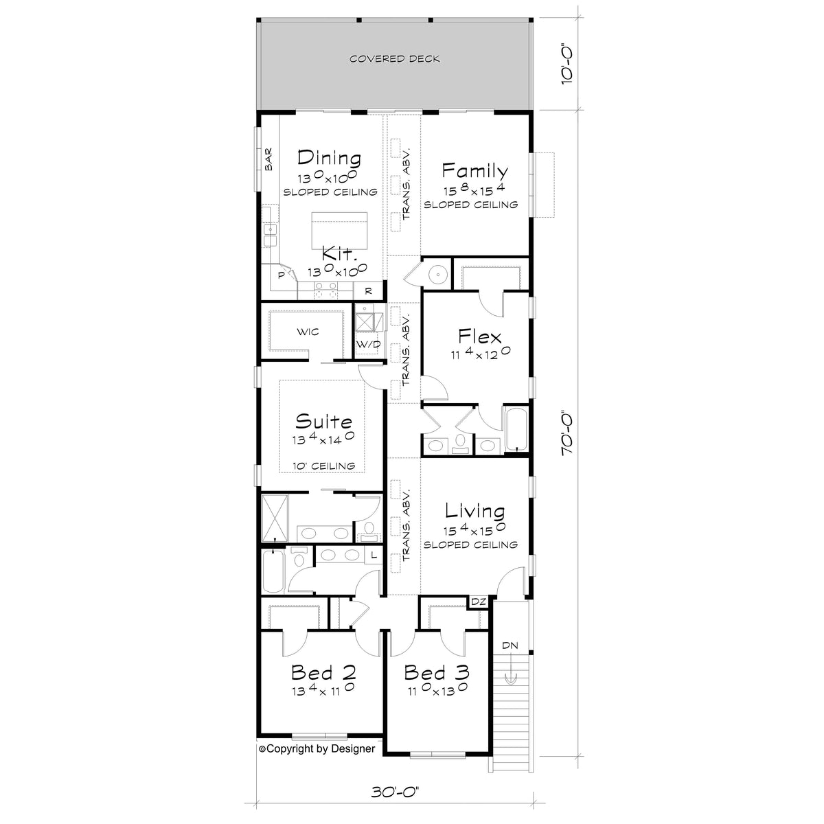 AB8065-A Contemporary House First Floor Plan, 4 Bedrooms, 3 Bathrooms | Xander House Plan 