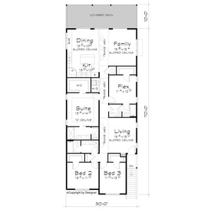 AB8065-A Contemporary House First Floor Plan, 4 Bedrooms, 3 Bathrooms | Xander House Plan 