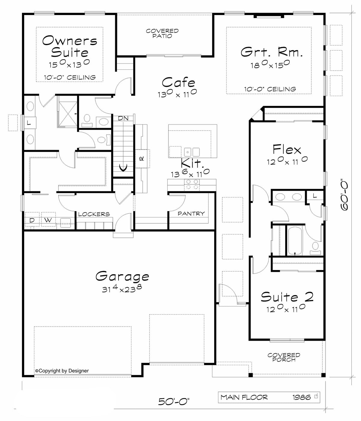 AB7416-A Bari House First Floor Plan 3 Beds 2.5 Baths