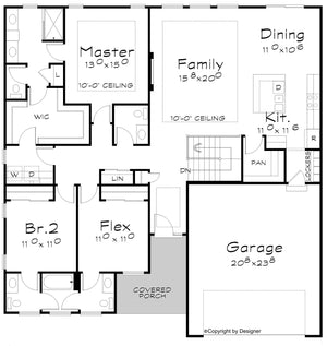 AB7417-A Perri House First Floor Plan 3 Beds 3.5 Baths