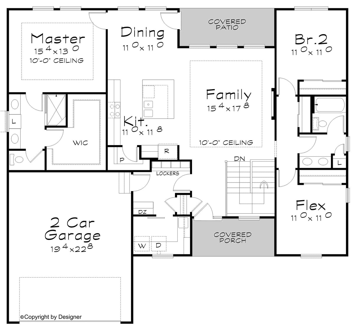 AB7418-A 29586 House First Floor Plan 3 Beds 3.5 Baths