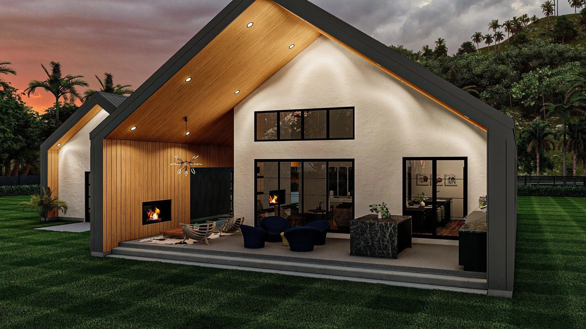 back patio floor plan with cathedral ceiling