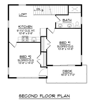 Q7435-A 25316 House Second Floor Plan 2 Beds 1 Bath