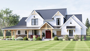 Q8412-A Modern Farmhouse, 3 Bedrooms, 2 Bathrooms, 2 Half Bath | 2071 House Plan Exterior-3