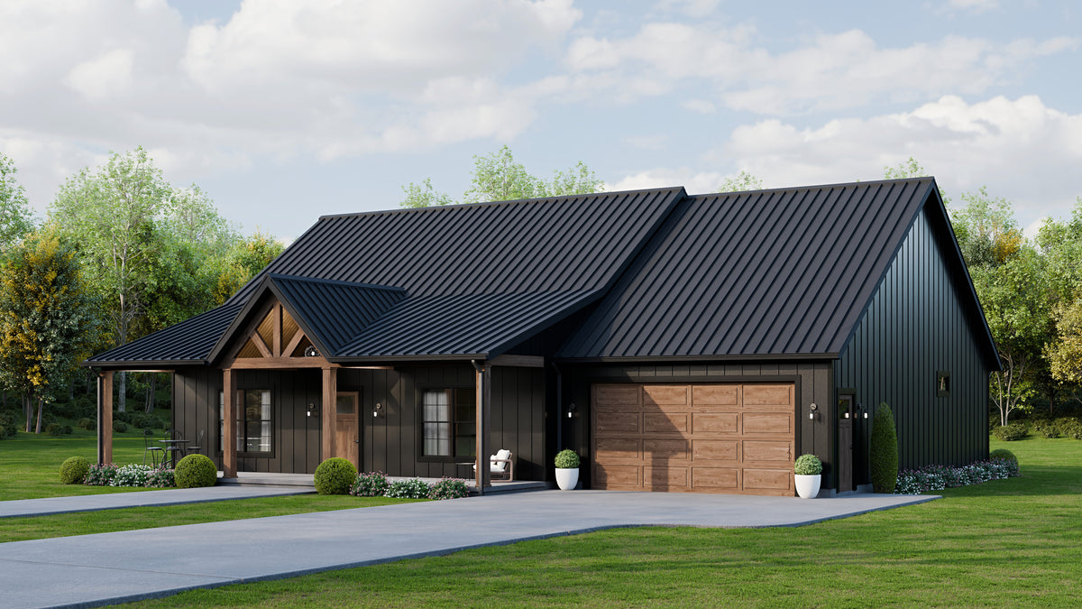 AJ7727-A Modern Farmhouse, 3 Bedrooms, 2 Bathrooms | Plan 1064 Exterior-3