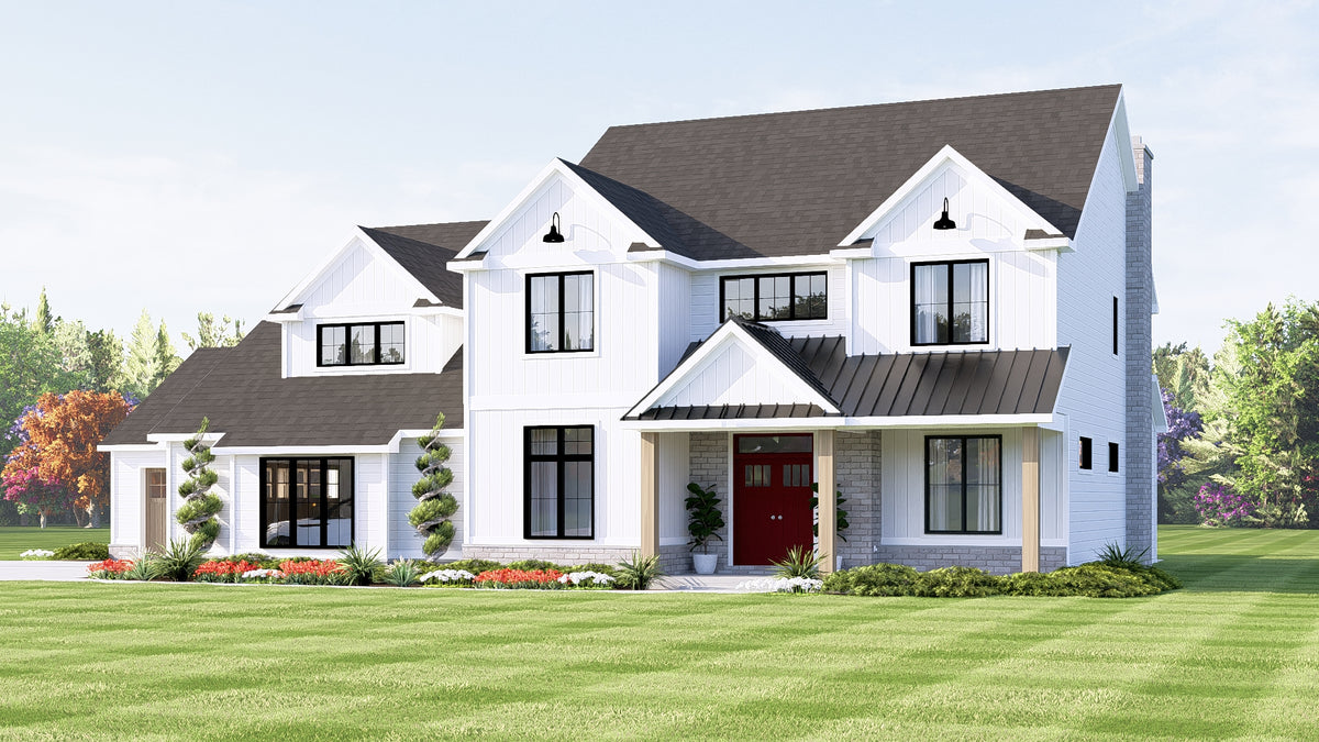 Q8425-A Modern Farmhouse, 5 Bedrooms, 4.5 Bathrooms | 20104 House Plan Exterior-4