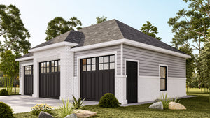Spacious Three-Car Garage Plan with High Ceilings and Storage