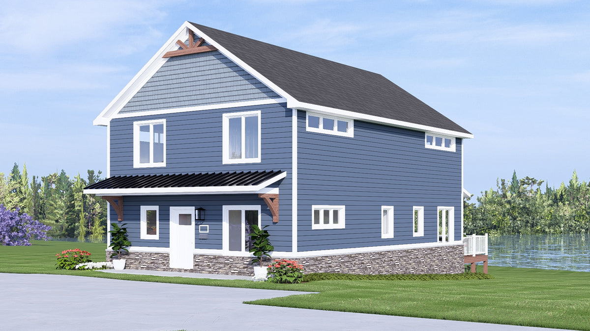 Q8447-A New American House, 5 Bedrooms, 3.5 Bathrooms | 25191 House Plan Exterior-2
