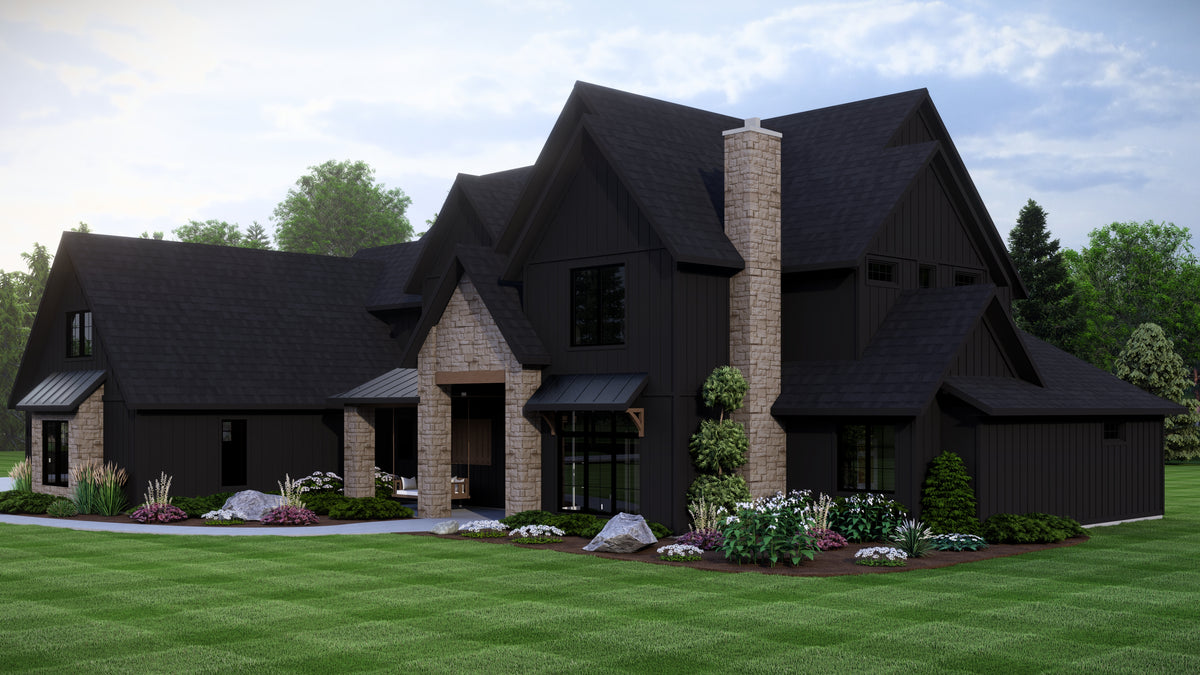 New American House Plan with Game Room and 2-Story Great Room