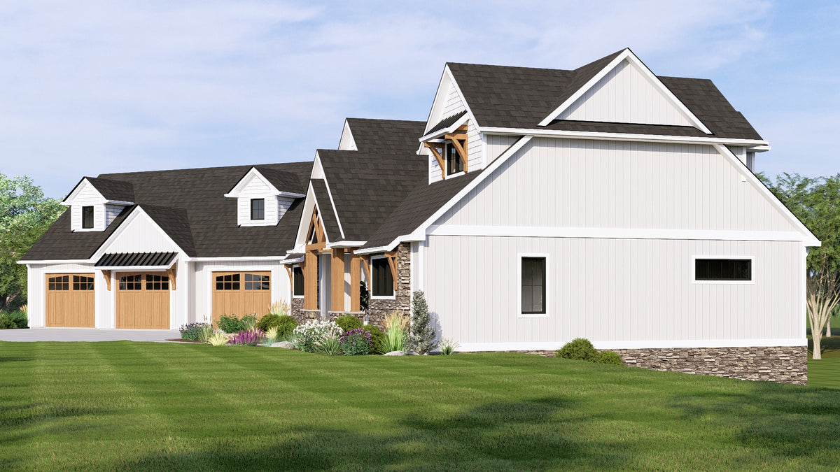 Q8419-A Country House, 3 to 5 Bedrooms, 3.5 to 4.5 Bathrooms | 2056 House Plan Exterior-3