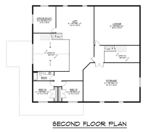 Q7451-A 25162 House Second Floor Plan 3 Beds 3 Baths