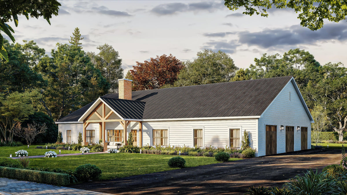 AN7565-A Barndominium House, 4 Bedrooms, 3.5 Bathrooms | Cassidy-6A House Plan Exterior-3