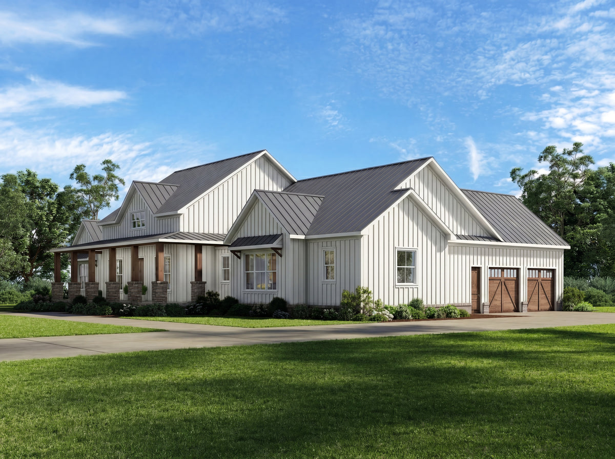 AN8219-A Modern Farmhouse, 3 Bedrooms, 2.5 Bathrooms | Downey-1 House Plan Exterior-5