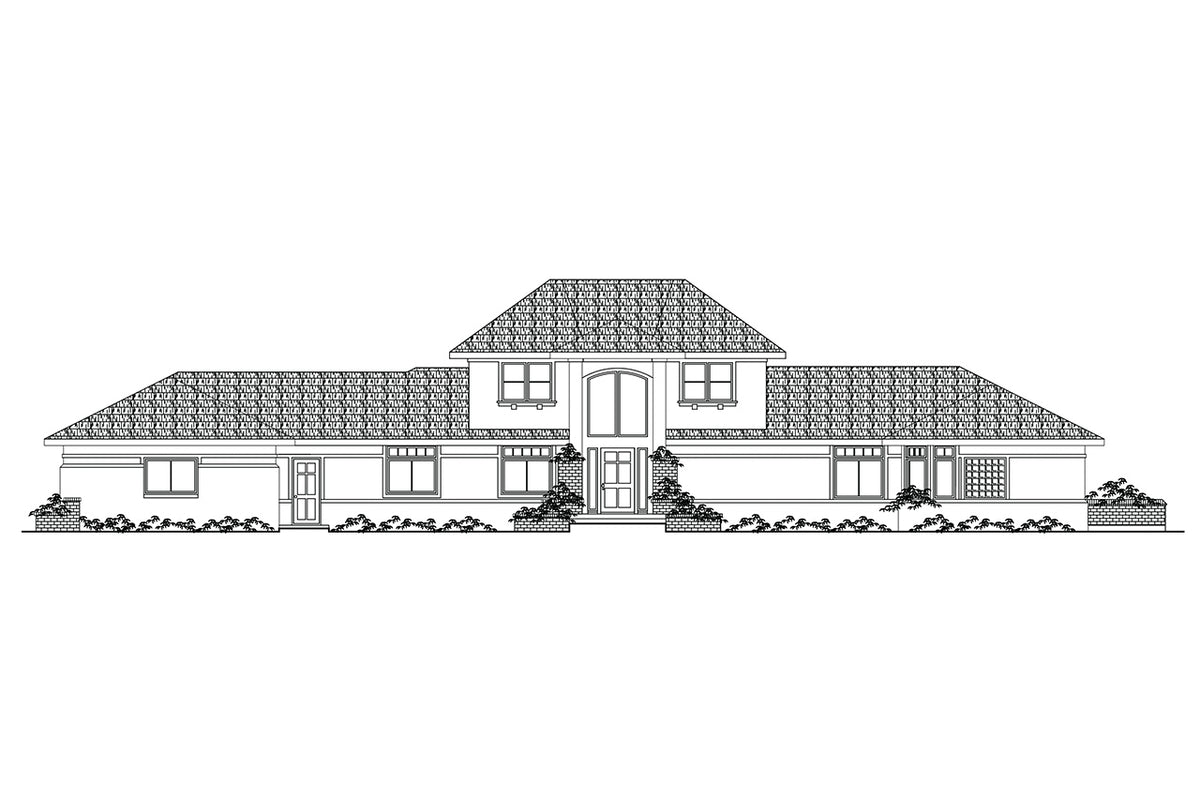 AM8105-A Southwestern House, 4 Bedrooms, 4 Bathrooms | Estefan House Plan Front Elevation