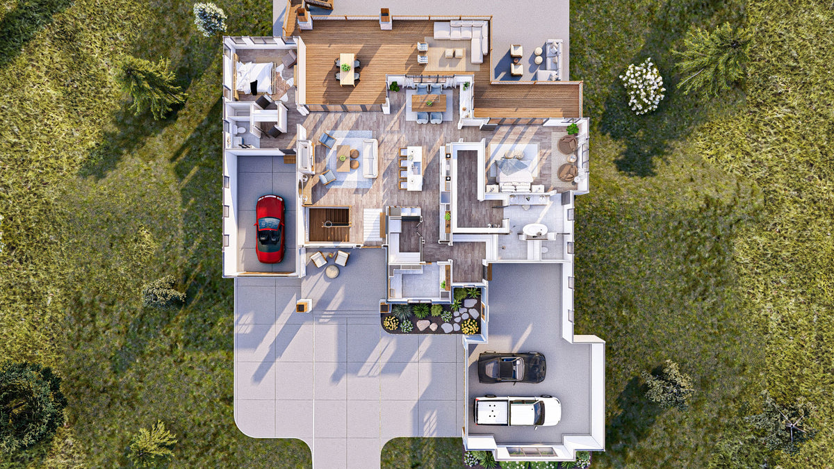 G7886-A Craftsman House 3D First Floor, 2 to 4 Bedrooms, 2 to 4 Bathrooms | Loren Hills 30138 