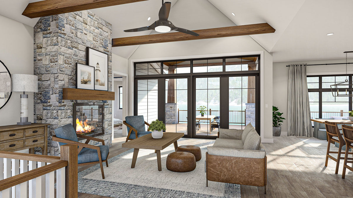 G7886-A Craftsman House Living Room, 2 to 4 Bedrooms, 2 to 4 Bathrooms | Loren Hills 30138 