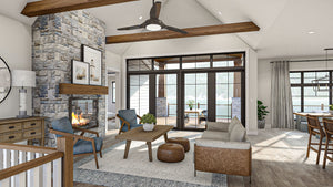 G7886-A Craftsman House Living Room, 2 to 4 Bedrooms, 2 to 4 Bathrooms | Loren Hills 30138 