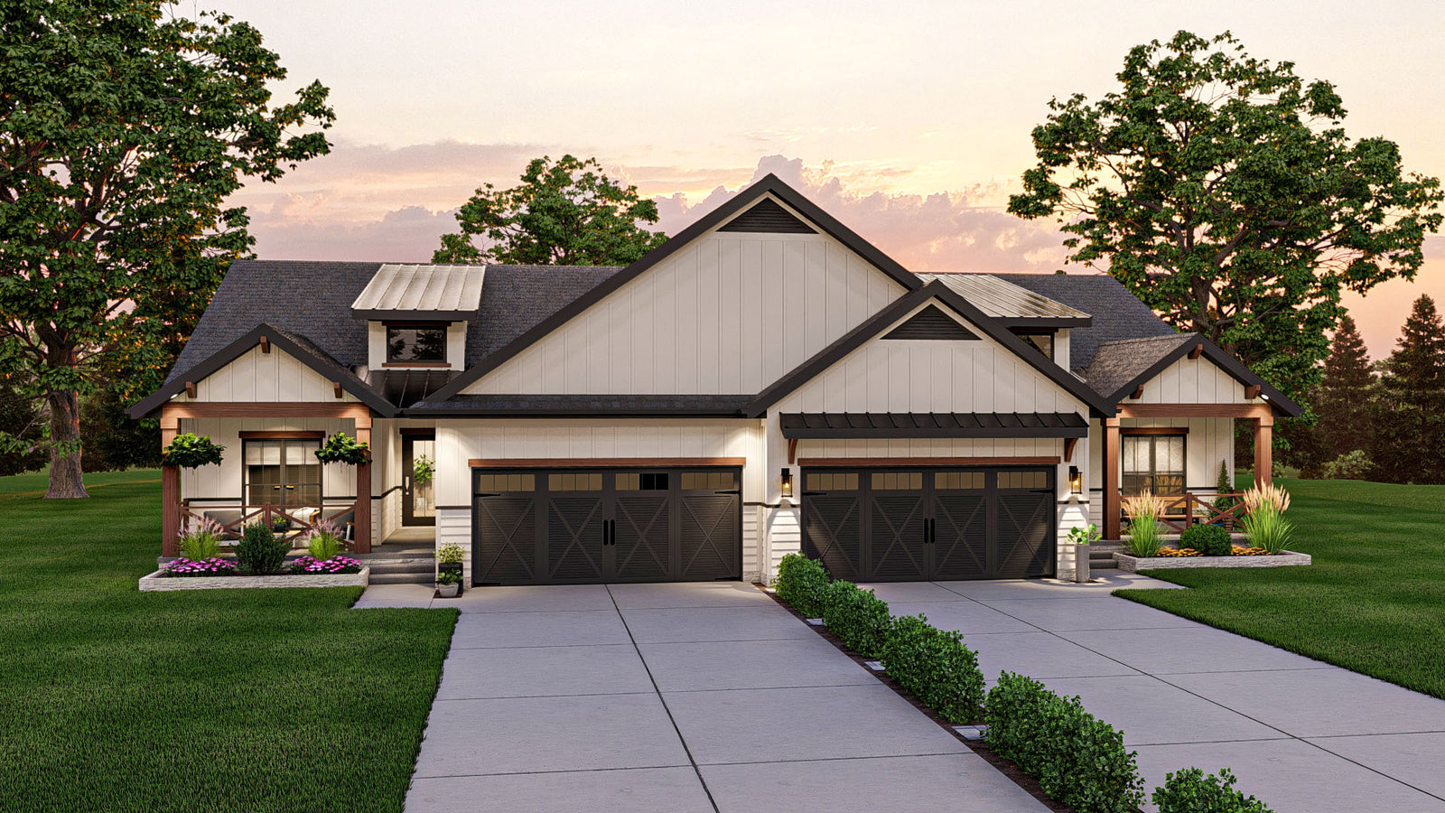 G7892-A Modern Farmhouse Duplex House, 2 Bedrooms, 2 Bathrooms Per Unit | Urbandale 30203 Exterior