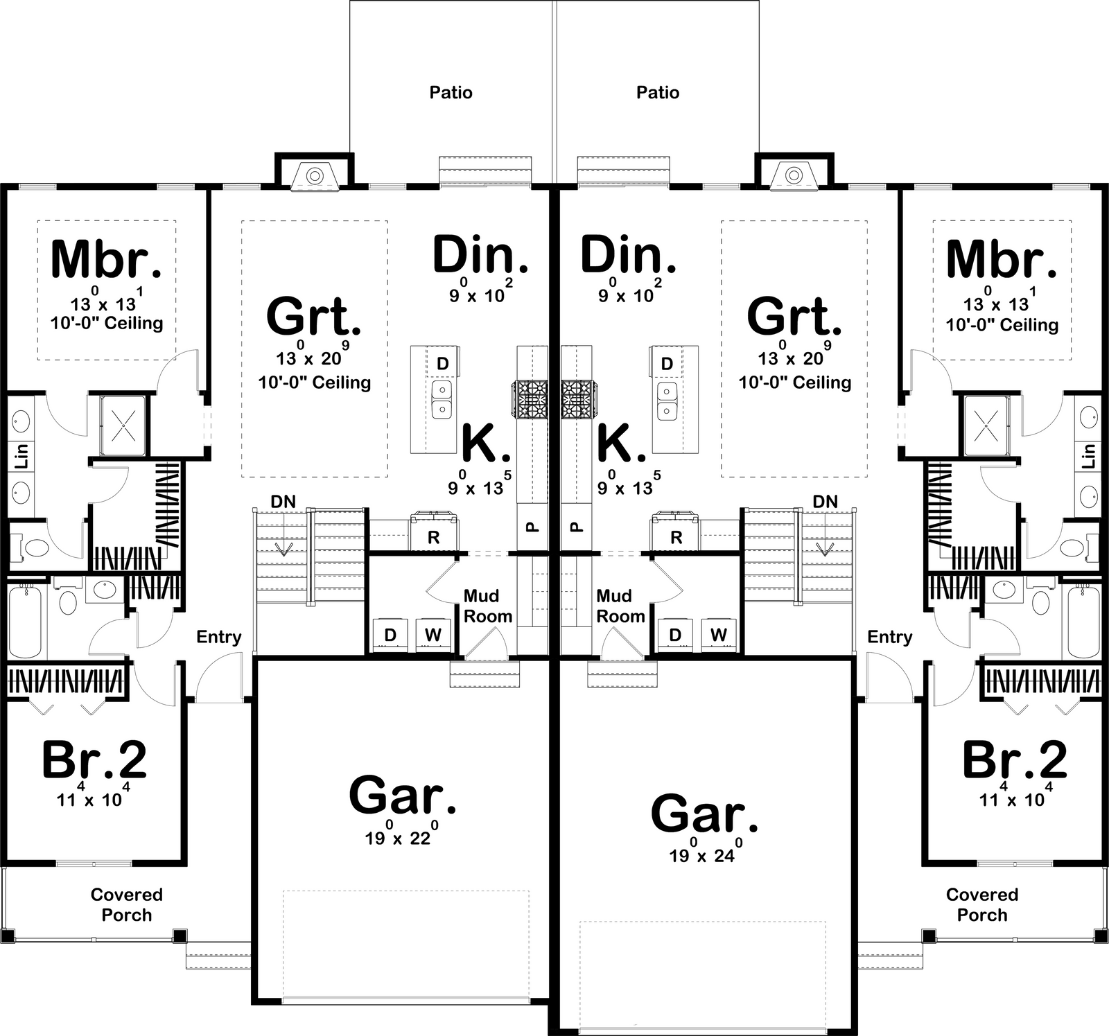 G7892-A Modern Farmhouse Duplex House, 2 Bedrooms, 2 Bathrooms Per Unit | Urbandale 30203 Exterior