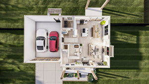 G8001-A Traditional House 3D First Floor, 3 Bedrooms, 2.5 Bathrooms | Worthington 30211 