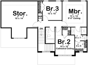 G8001-A Traditional House Second Floor Plan, 3 Bedrooms, 2.5 Bathrooms | Worthington 30211 