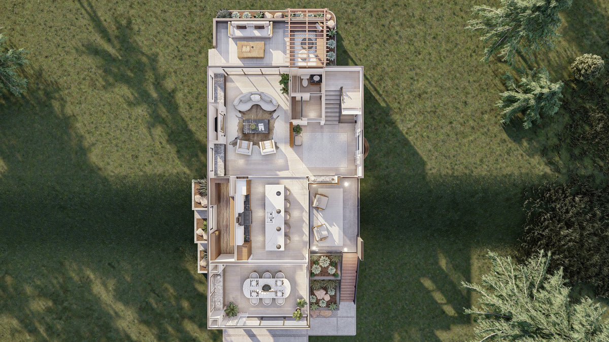 G7891-A Modern House 3D First Floor, 3 Bedrooms, 2.5 Bathrooms | Union Square 30218 