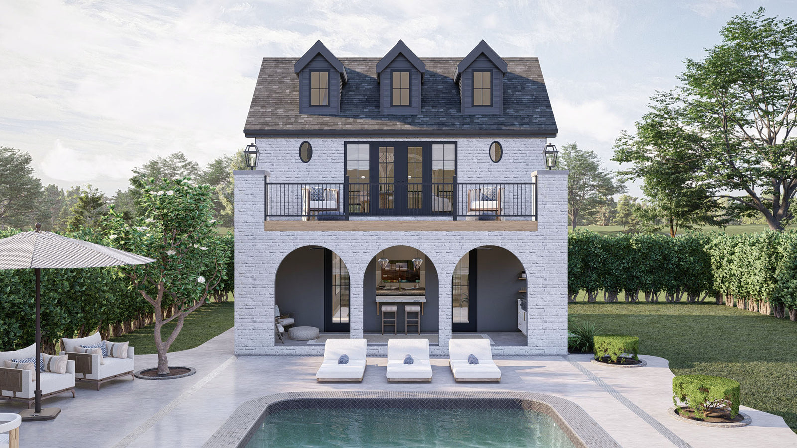 G7893-A Modern Cottage Pool House, 2 Bathrooms | Calypso Bay 30234 Exterior